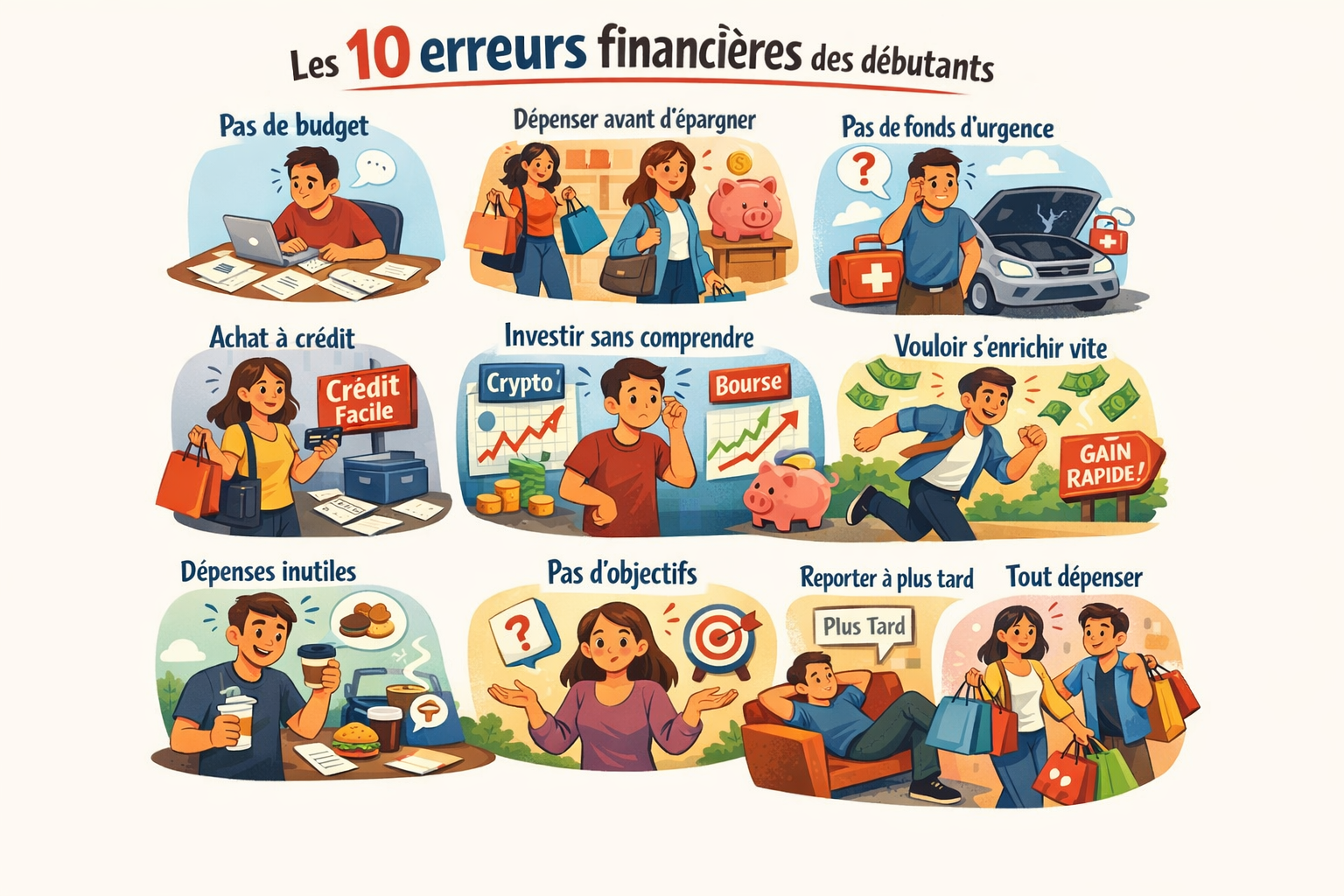 Les 10 erreurs financières que font presque tous les débutants (et comment les éviter)